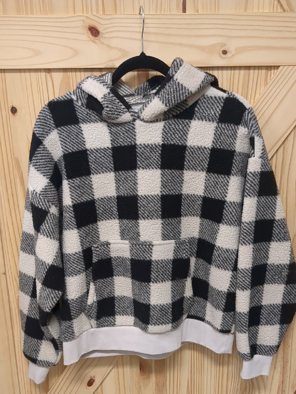 Angel Kiss Black and White Buffalo Plaid Hoodie